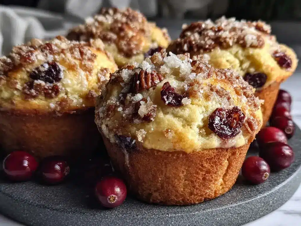 crispy cranberry orange muffins - featured image