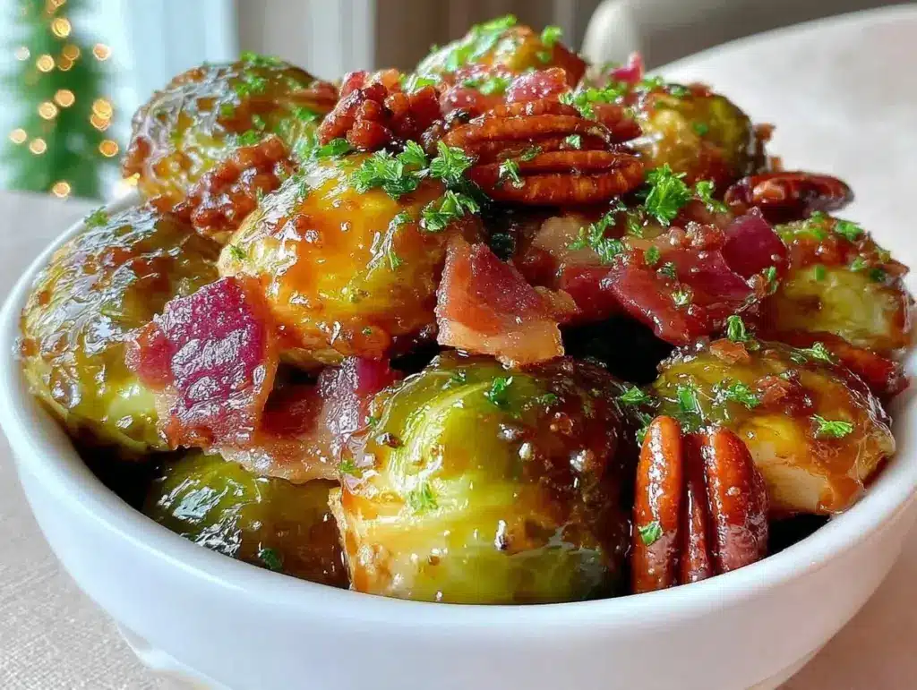 crispy honey balsamic brussels sprouts - featured image