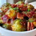 crispy honey balsamic brussels sprouts - featured image