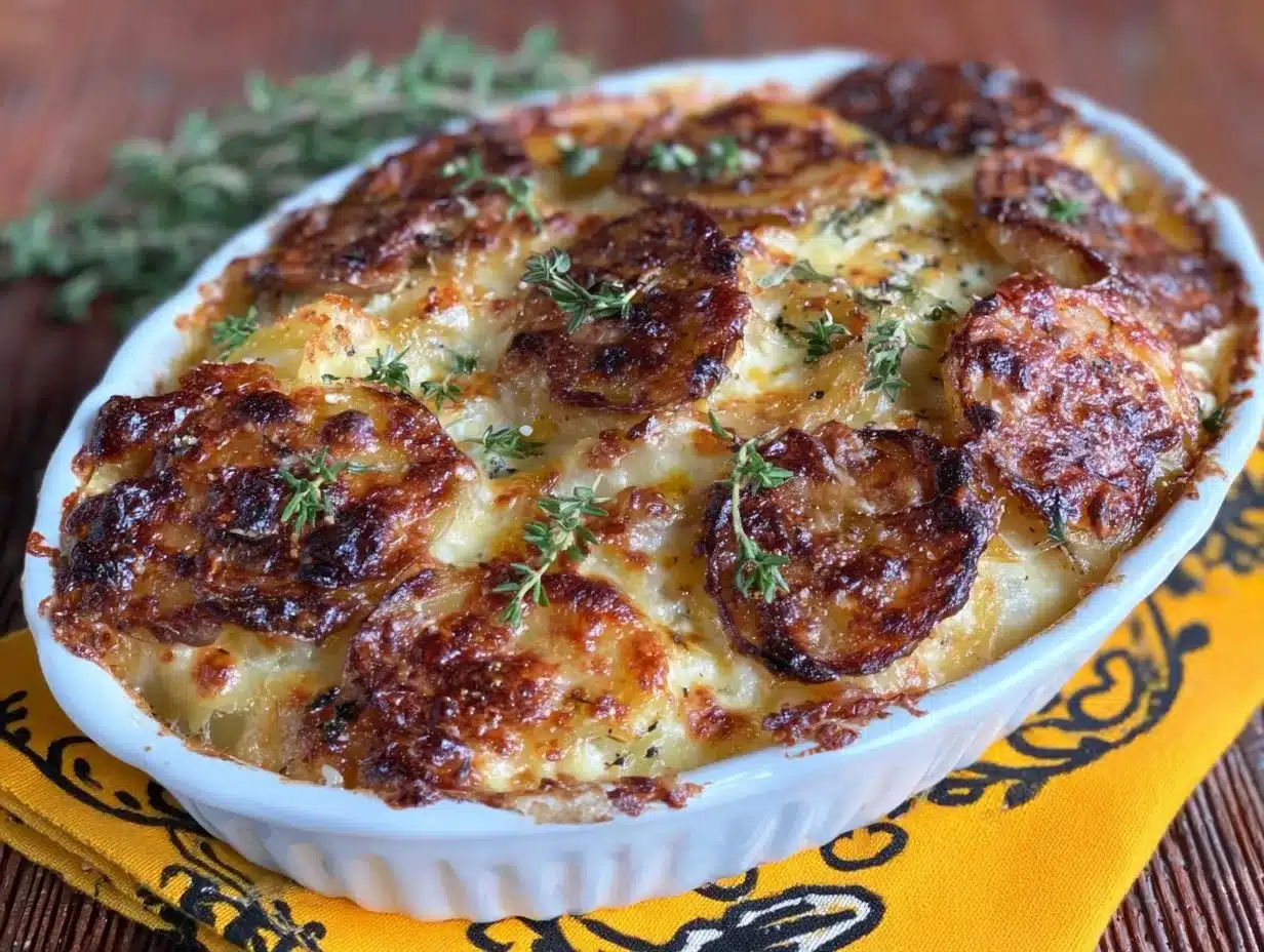 crispy provolone mushroom potato gratin preparation steps