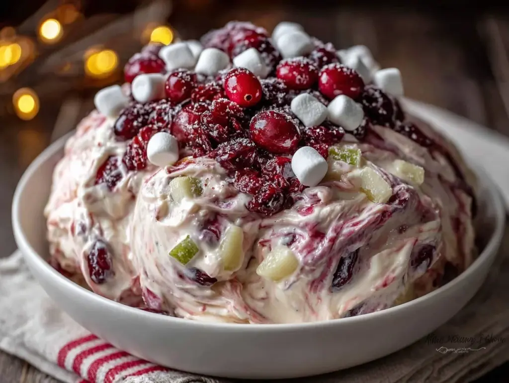 Fluffy Cranberry Marshmallow Ambrosia Salad - featured image