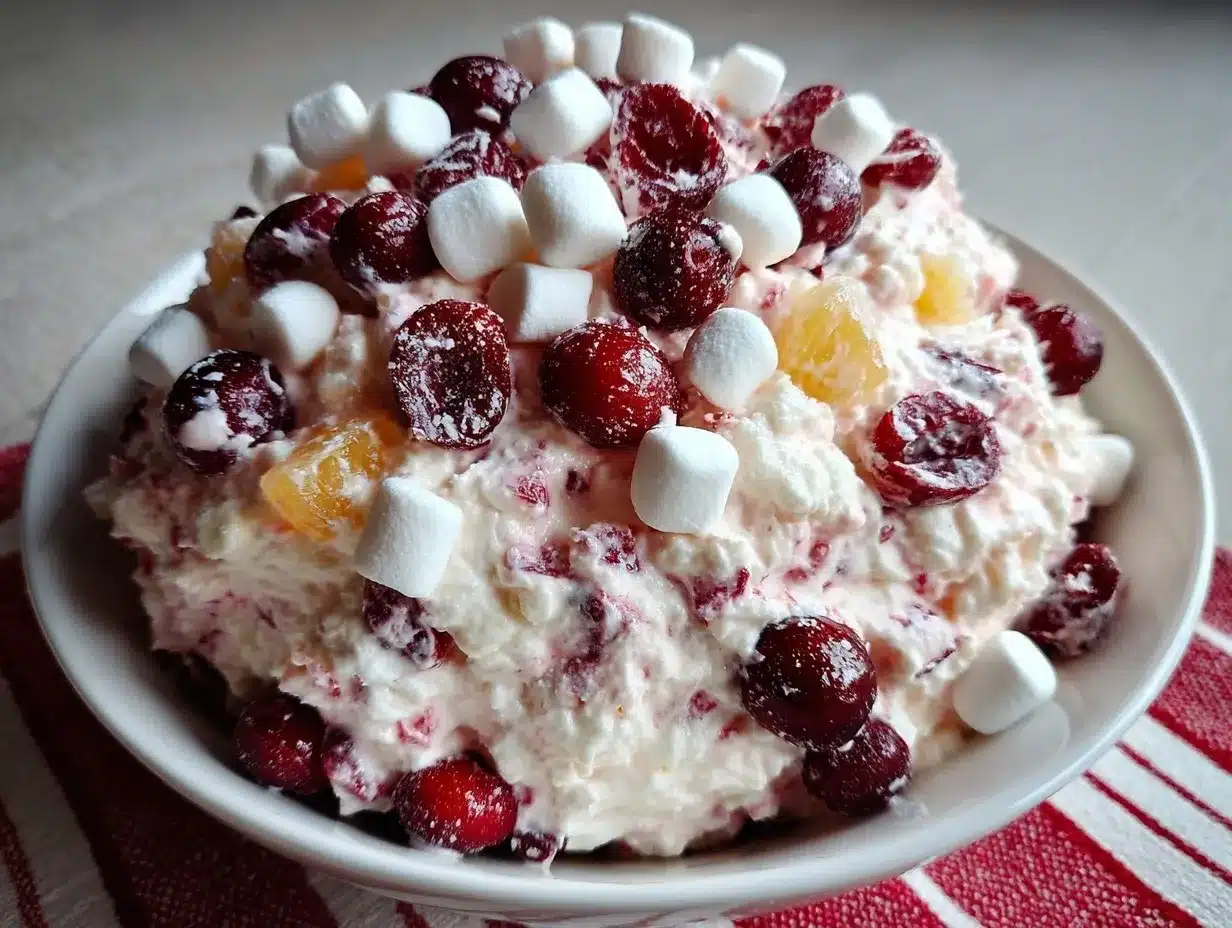 Fluffy Cranberry Marshmallow Ambrosia Salad preparation steps