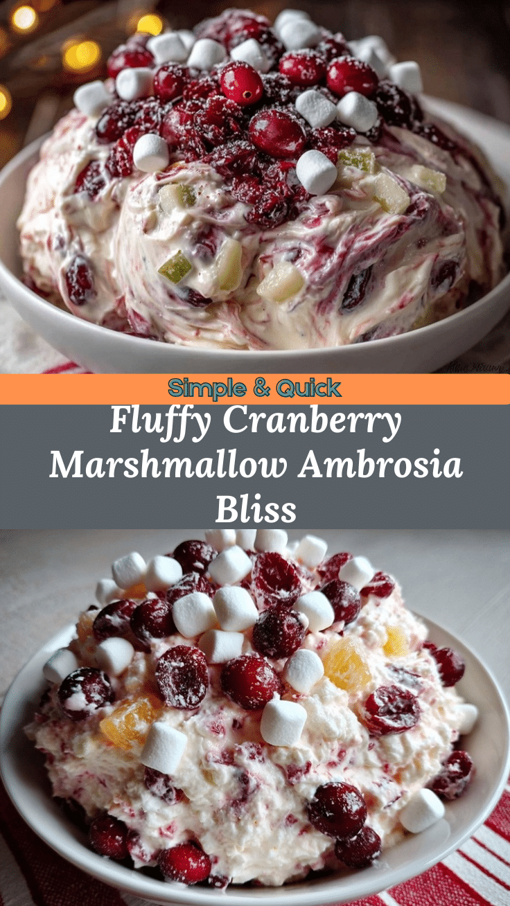 Fluffy Cranberry Marshmallow Ambrosia Salad recipe