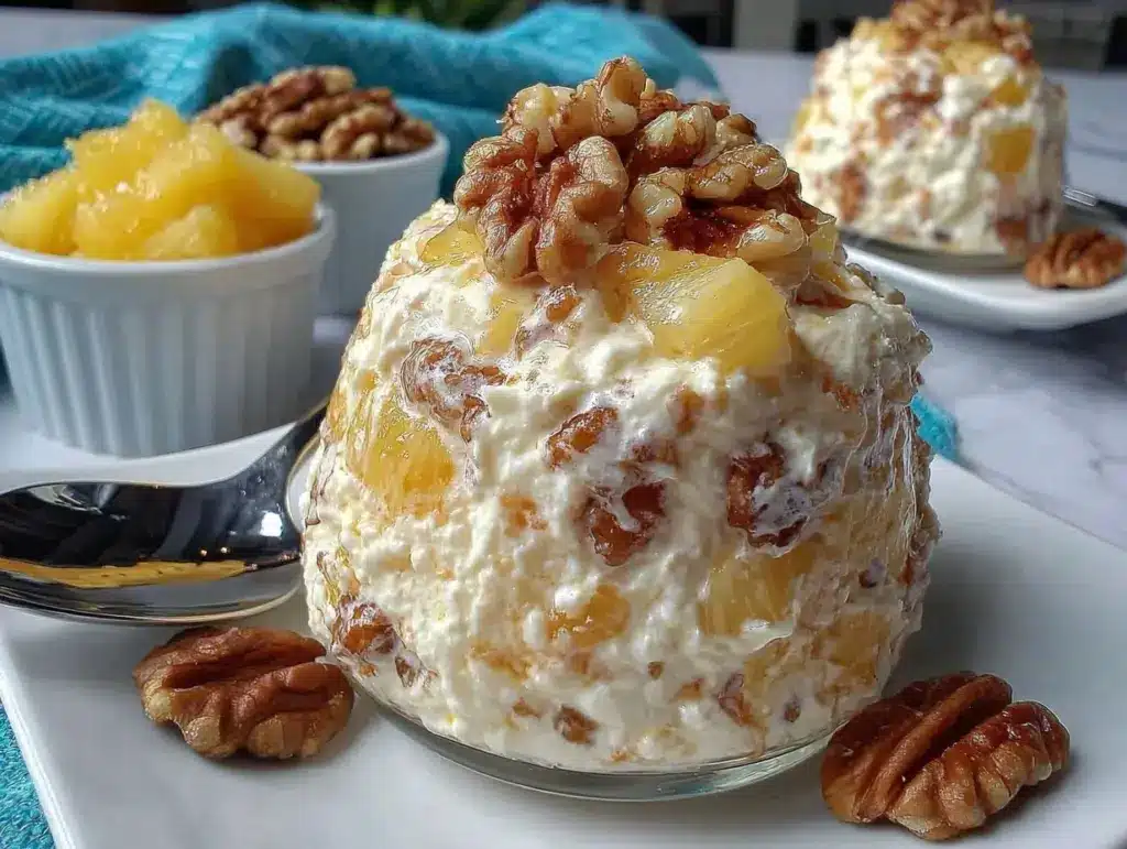 fluffy pineapple walnut salad - featured image