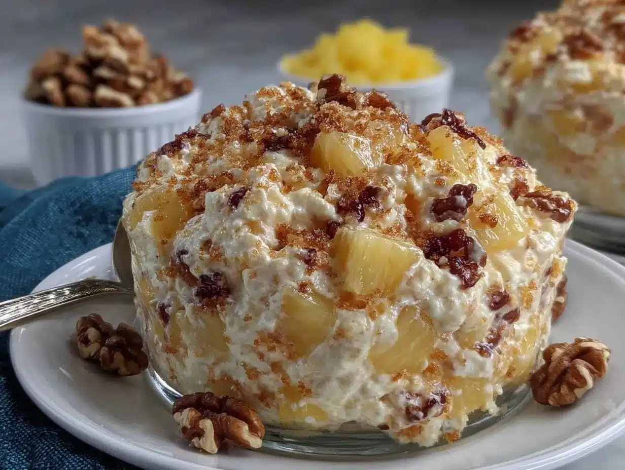 fluffy pineapple walnut salad preparation steps