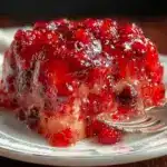 fluffy raspberry cranberry Jello salad - featured image