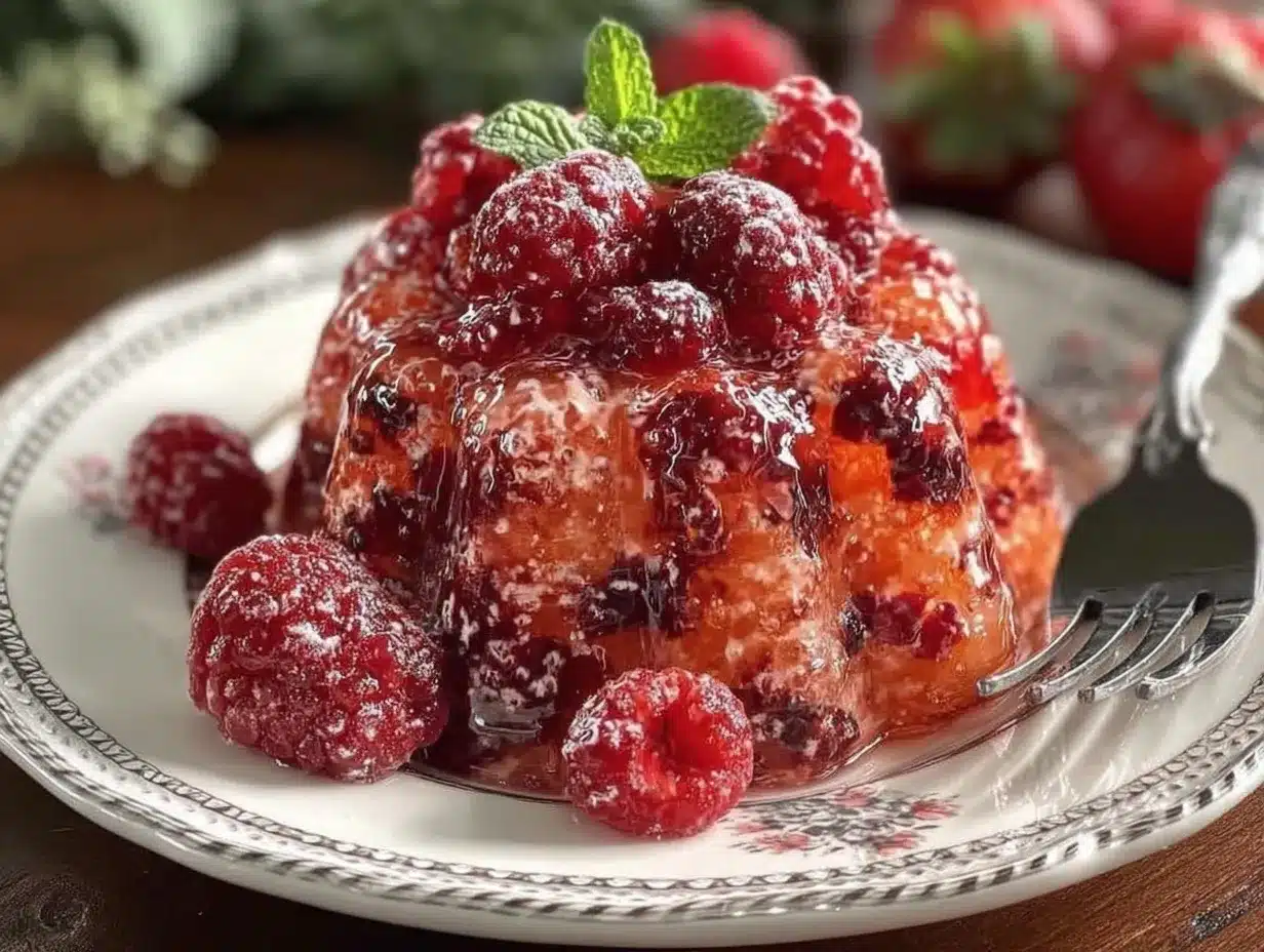 fluffy raspberry cranberry Jello salad preparation steps