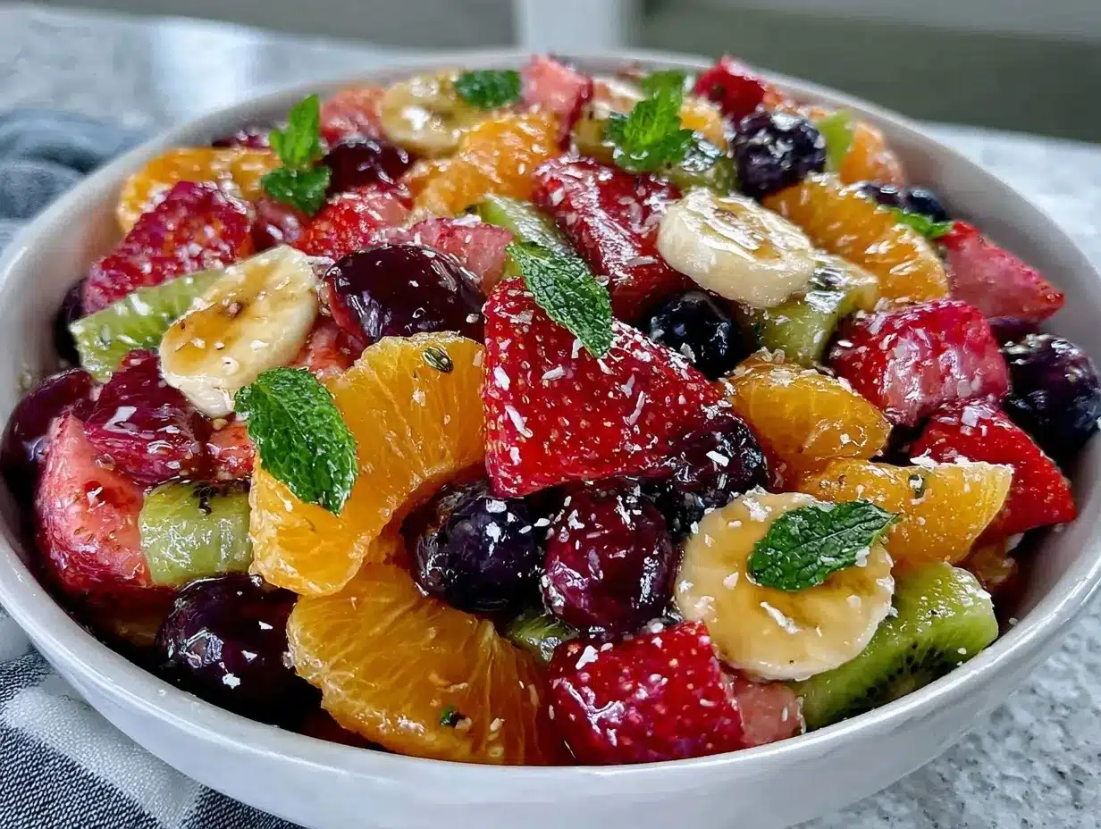 Honey Lime Rainbow Fruit Salad preparation steps