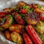 maple roasted brussels sprouts - featured image