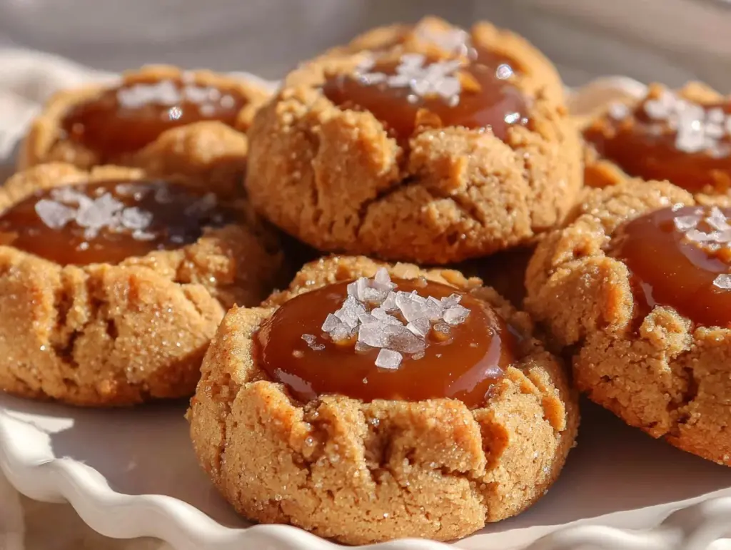 Salted Caramel Apple Butter Thumbprint Cookies - featured image