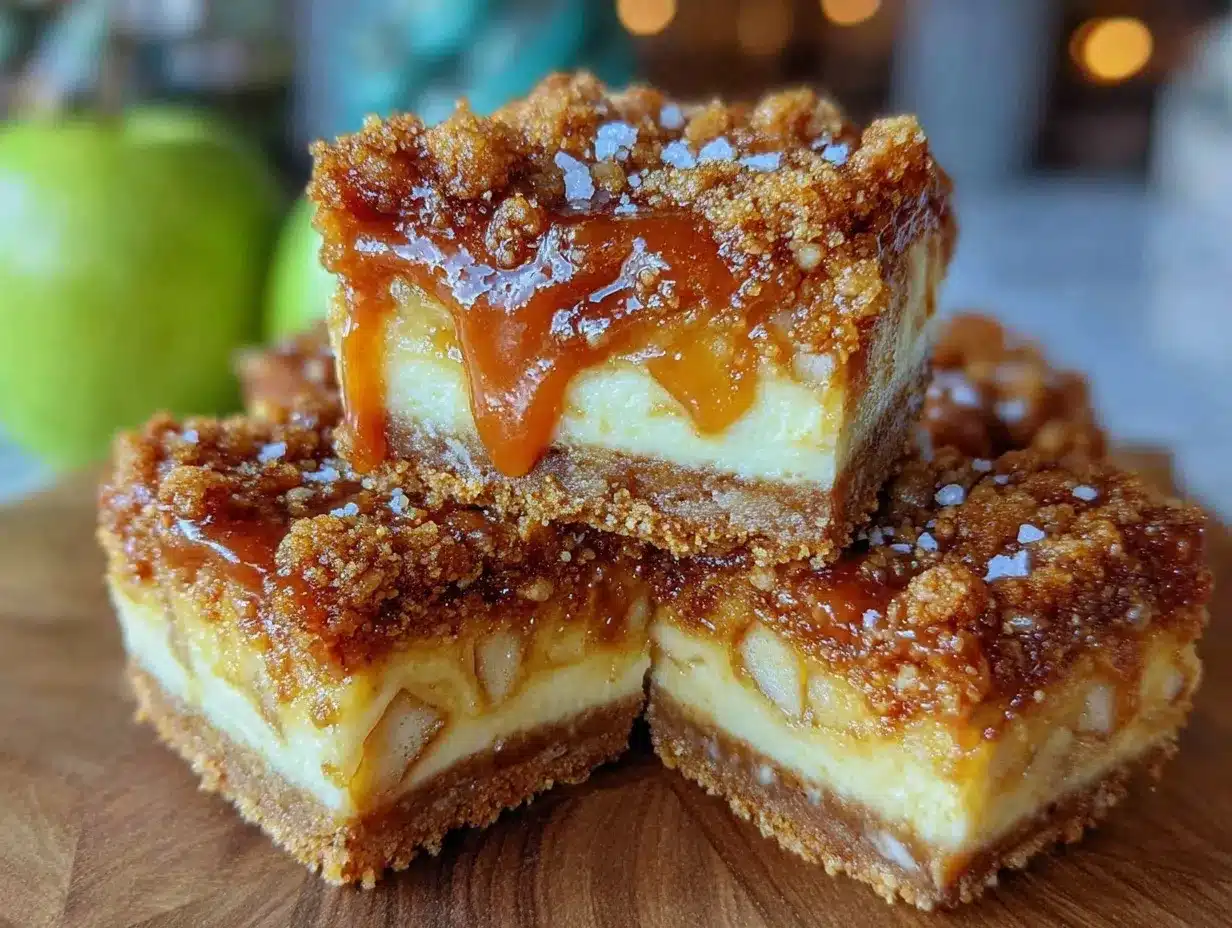 Salted Caramel Apple Crisp Cheesecake Bars preparation steps