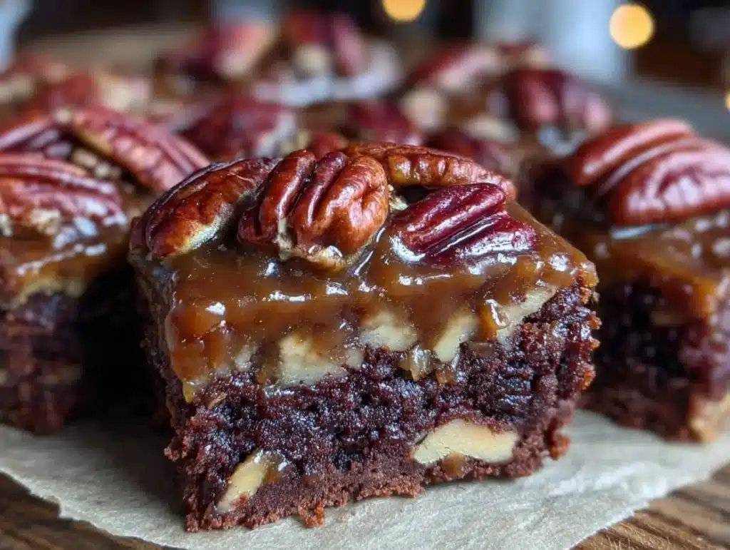 salted pecan pie brownies - featured image