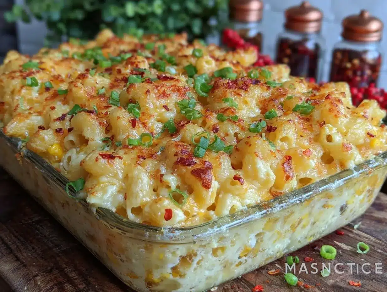 Southwest mac and cheese corn bake preparation steps