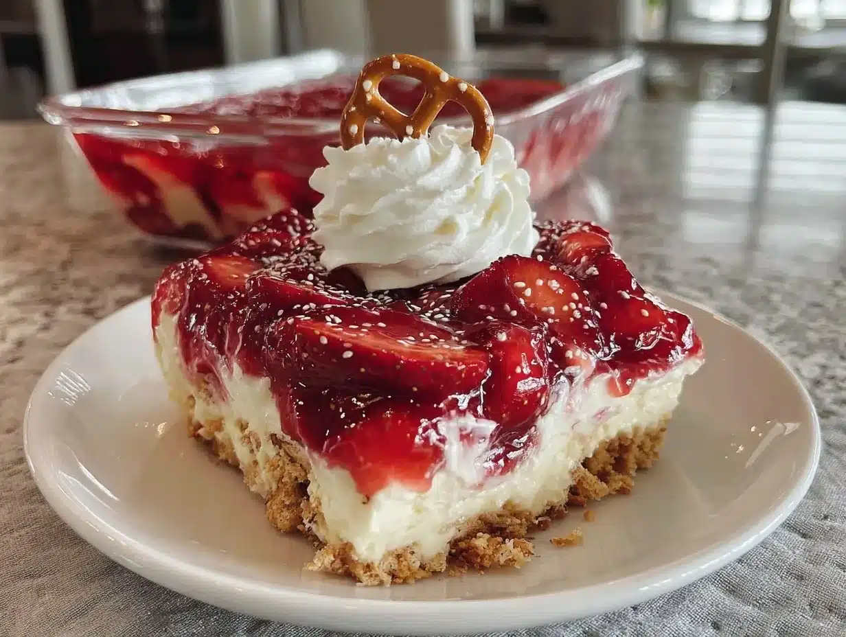 Strawberry Pretzel Salad Bars preparation steps