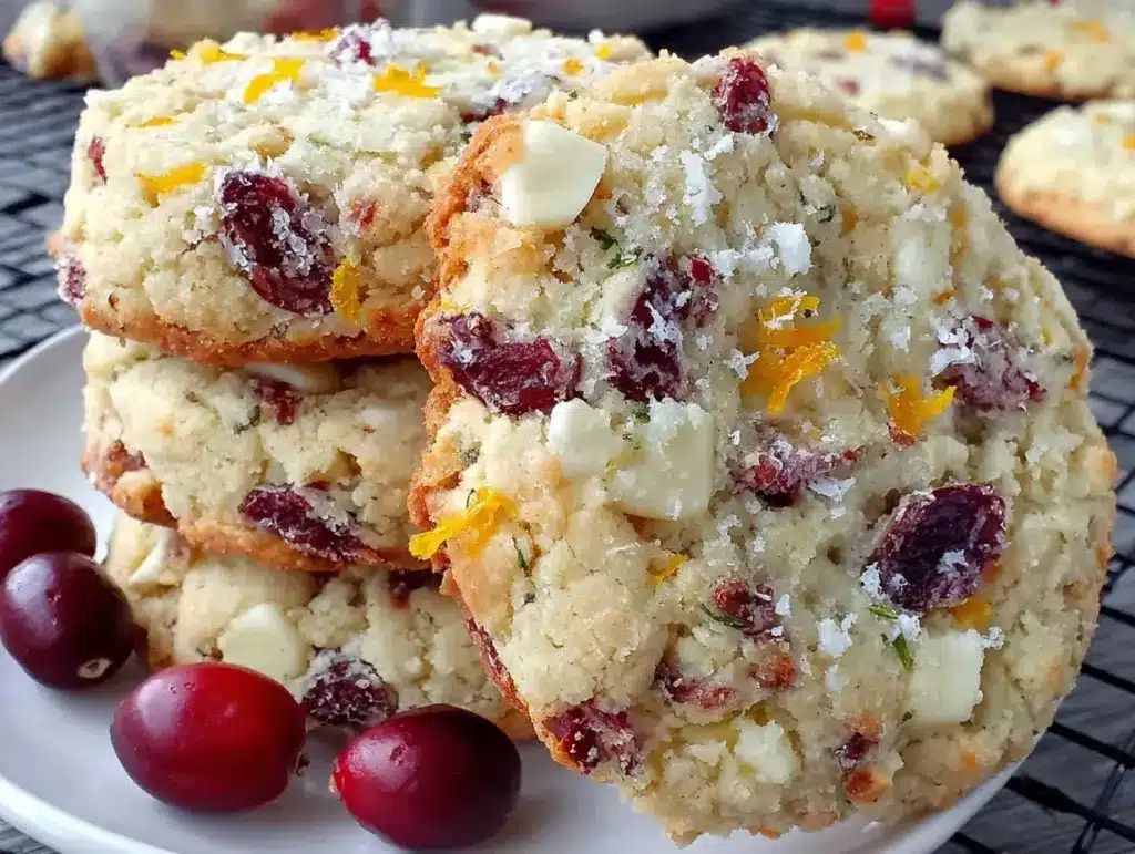 White Chocolate Cranberry Orange Shortbread Cookies - featured image