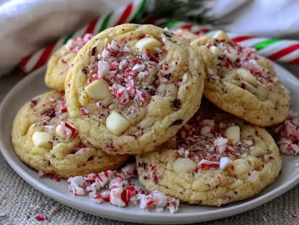 white chocolate peppermint cookies - featured image