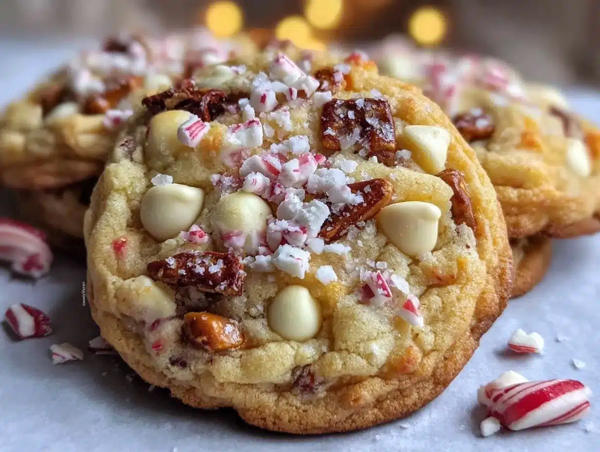 white chocolate peppermint pretzel cookies preparation steps