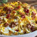 Bacon Cheeseburger Alfredo Pasta - featured image