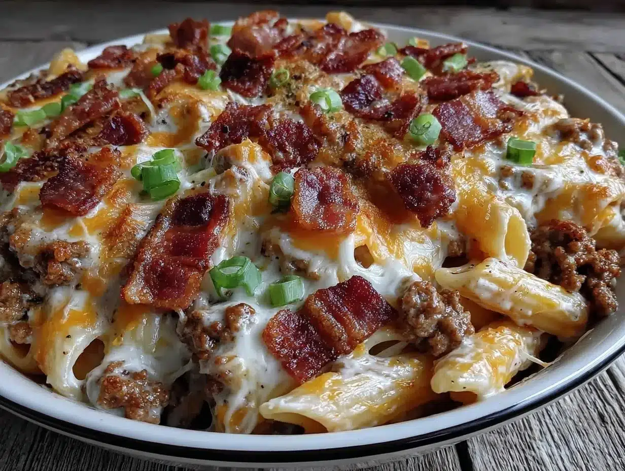 Bacon Cheeseburger Alfredo Pasta preparation steps