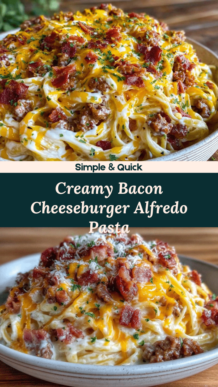 Bacon Cheeseburger Alfredo Pasta recipe