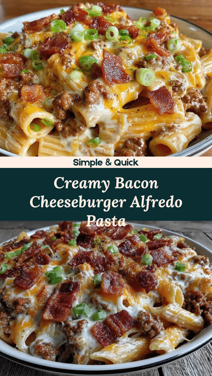 Bacon Cheeseburger Alfredo Pasta recipe