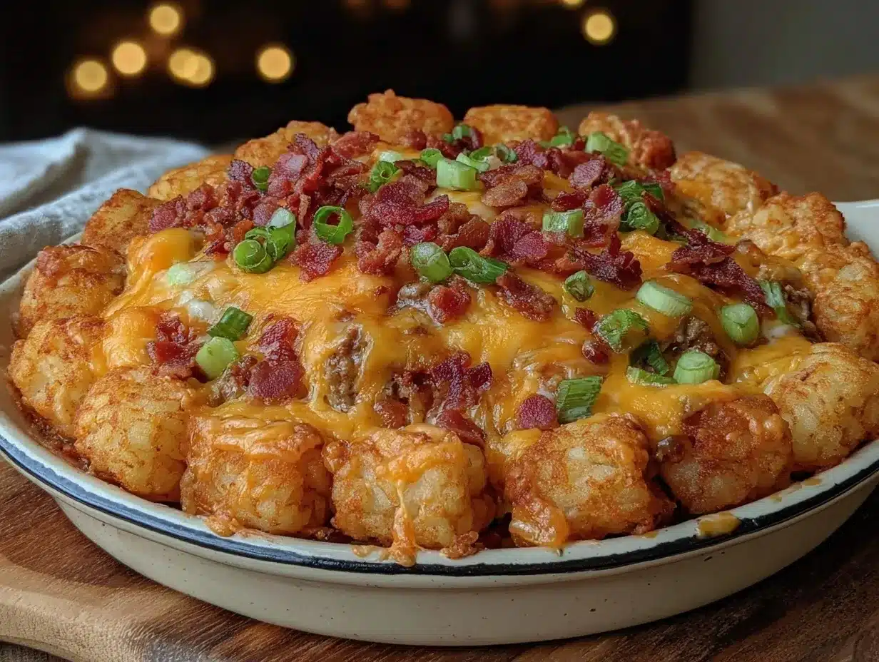 Bacon cheeseburger tater tot casserole preparation steps