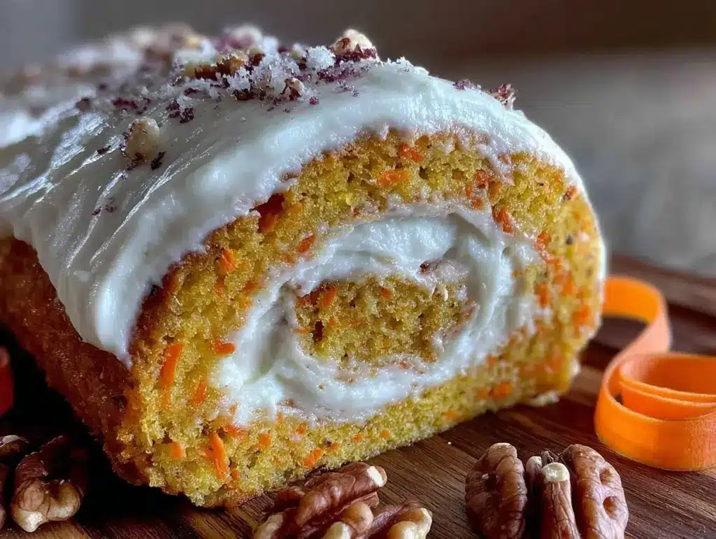 carrot cake swiss roll - featured image