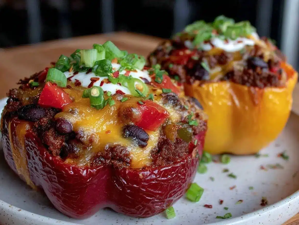 cheesy taco-stuffed bell peppers preparation steps