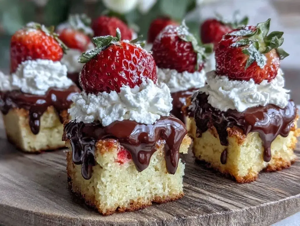 chocolate-dipped strawberry shortcake bites - featured image