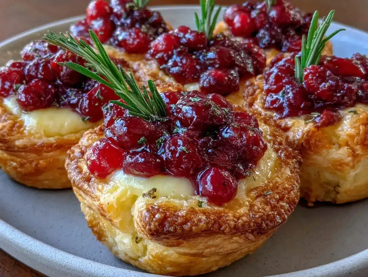 Cranberry Brie Puff Pastry Cups preparation steps