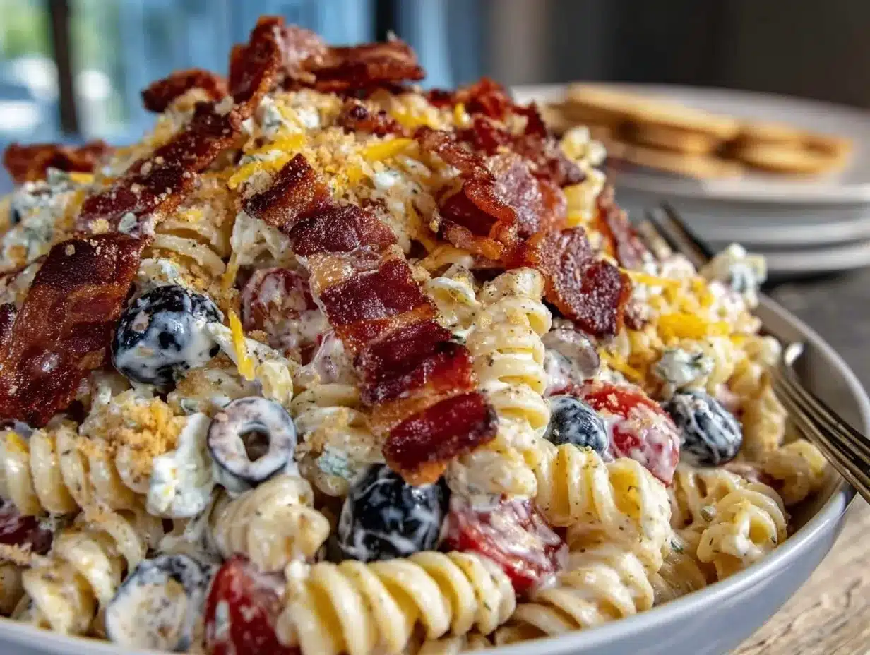 creamy bacon ranch pasta salad preparation steps