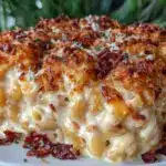 creamy baked cheddar mac and cheese - featured image