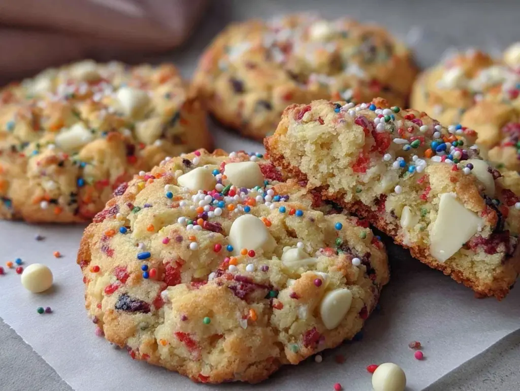 creamy birthday cake cookies - featured image
