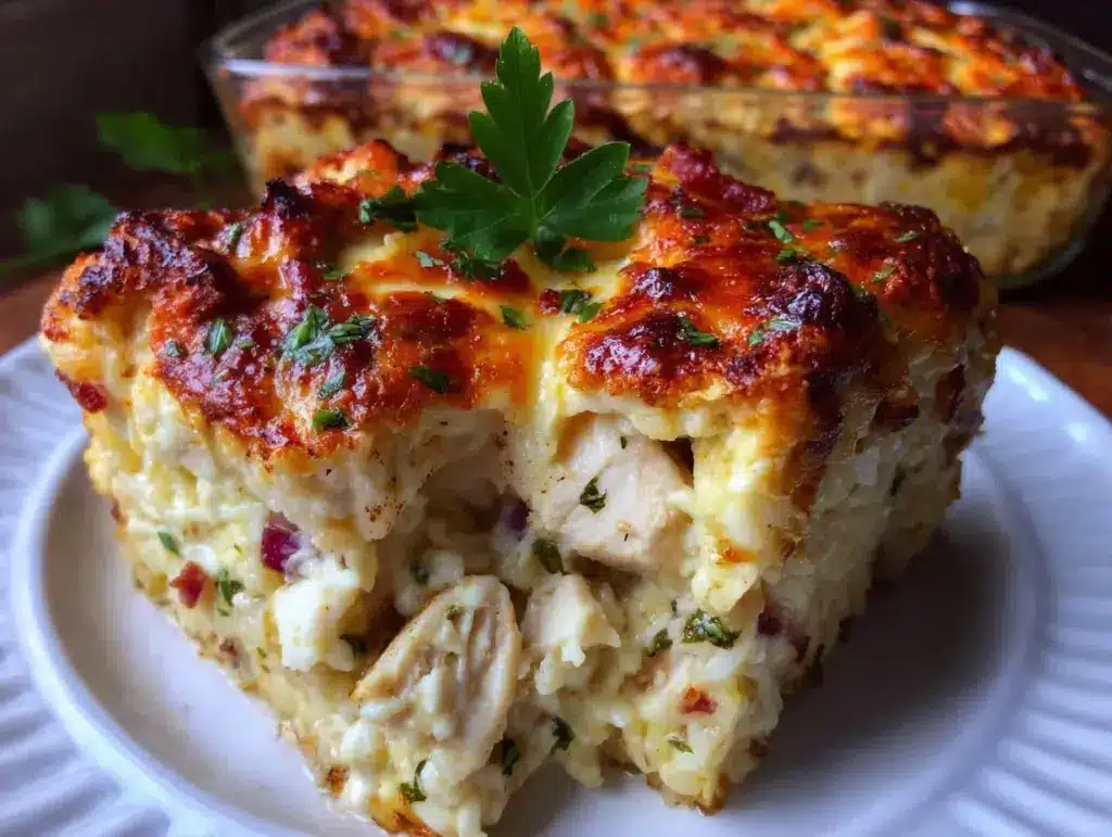 creamy chicken Alfredo rice casserole - featured image