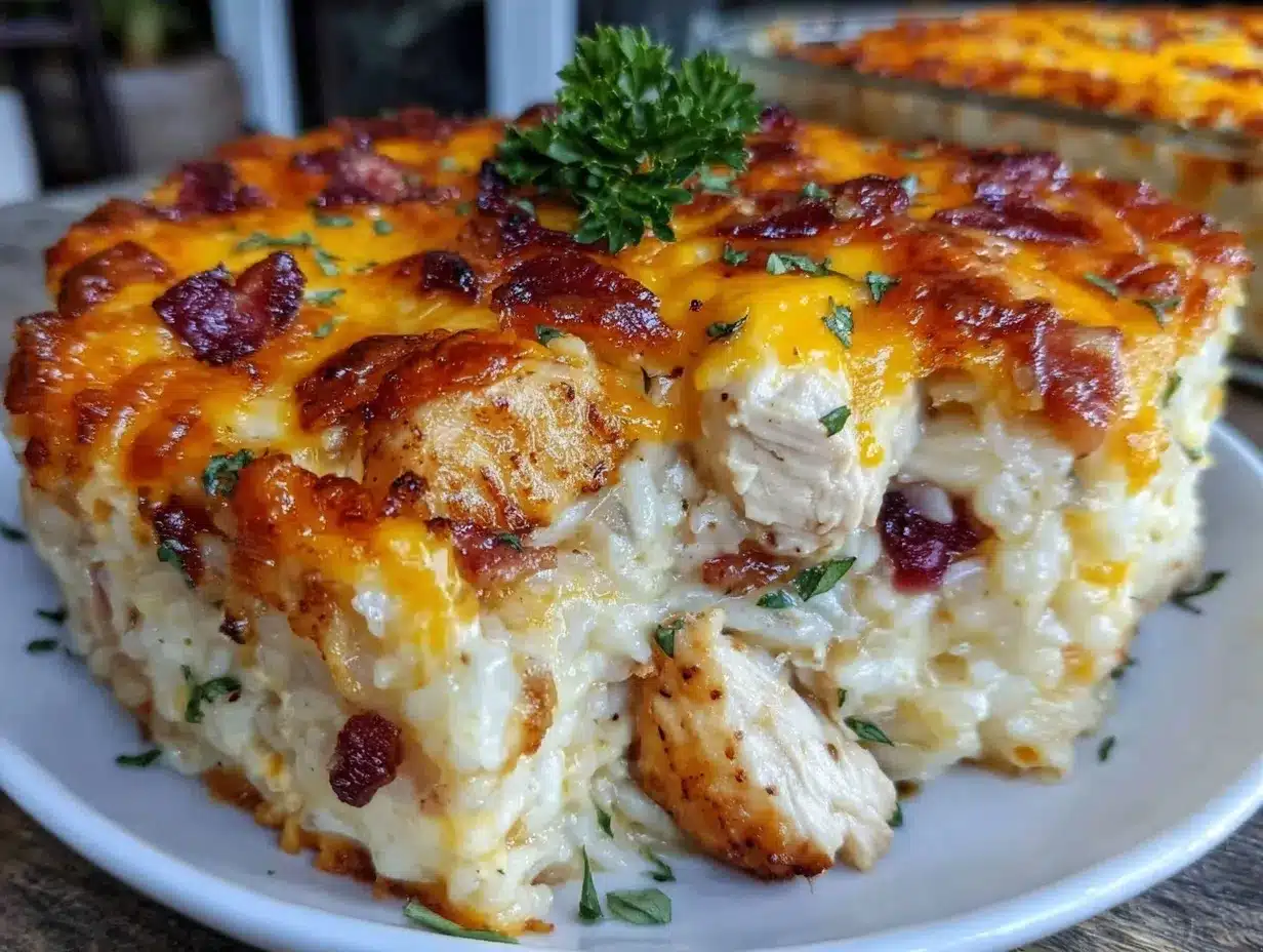 creamy chicken Alfredo rice casserole preparation steps