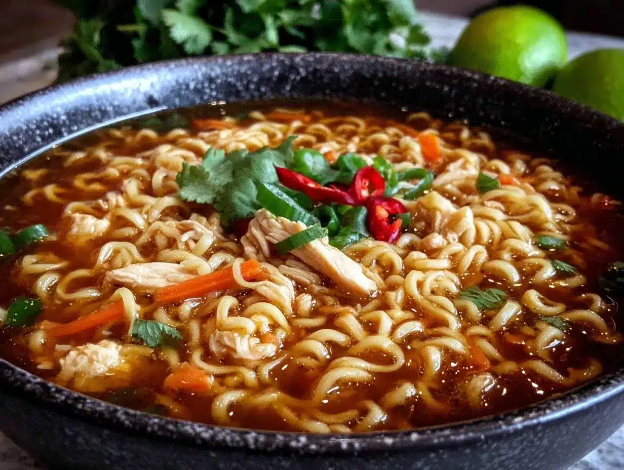 creamy chicken and ramen soup preparation steps