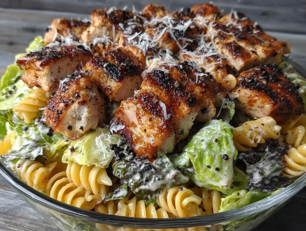 Creamy Chicken Caesar Pasta Salad preparation steps