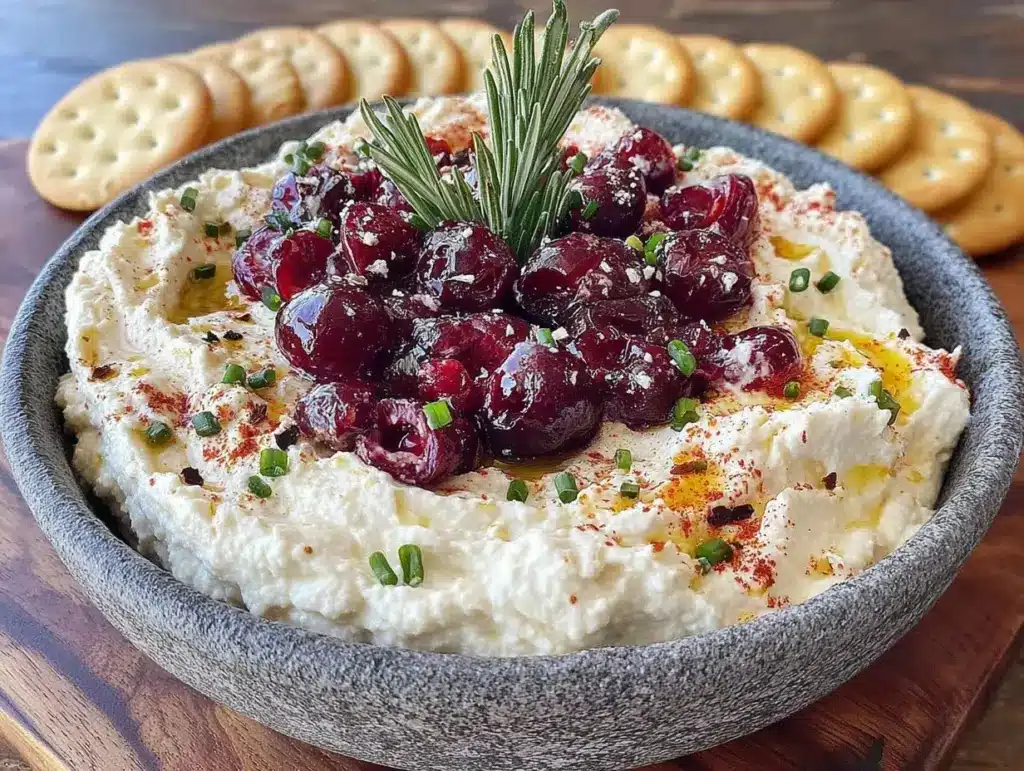 creamy cranberry whipped feta dip - featured image