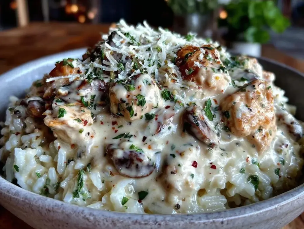 creamy instant pot chicken and rice - featured image