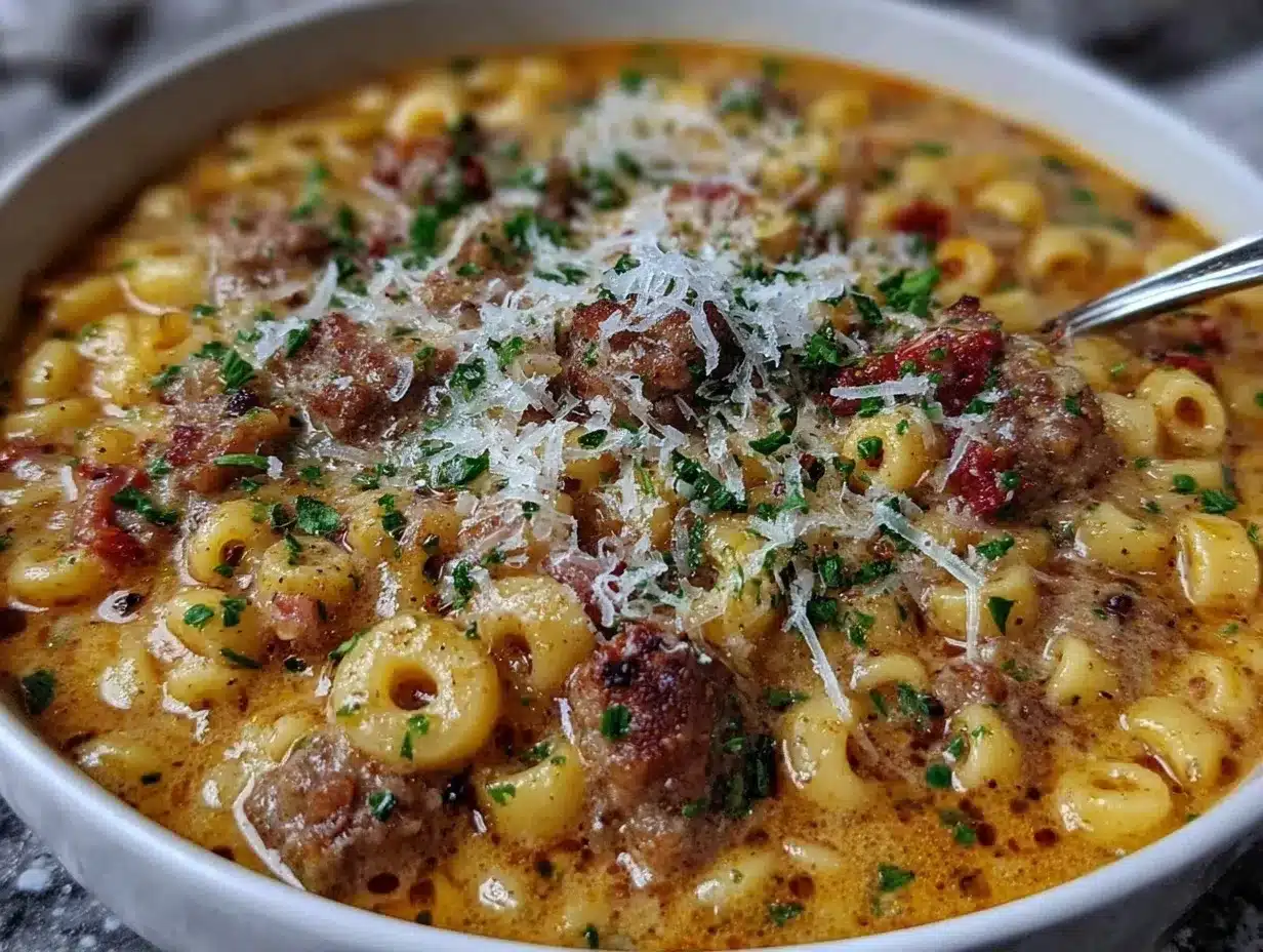 Creamy Parmesan Italian Sausage Ditalini Soup preparation steps