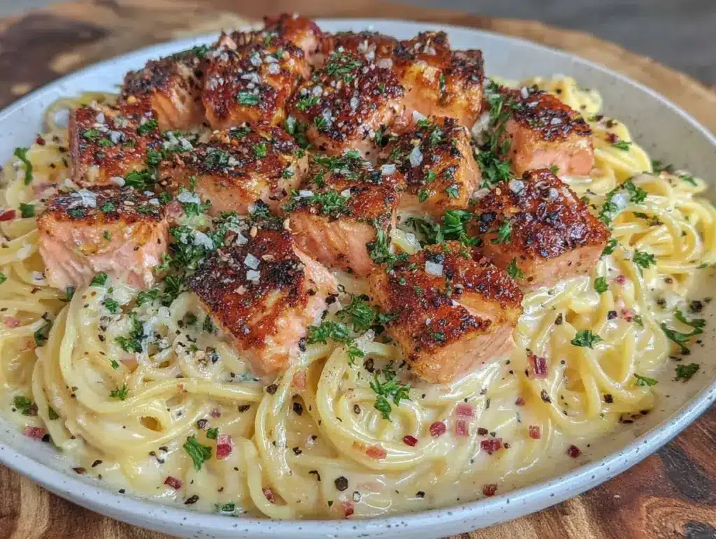 creamy salmon pasta - featured image