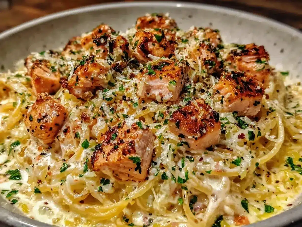 creamy salmon pasta preparation steps