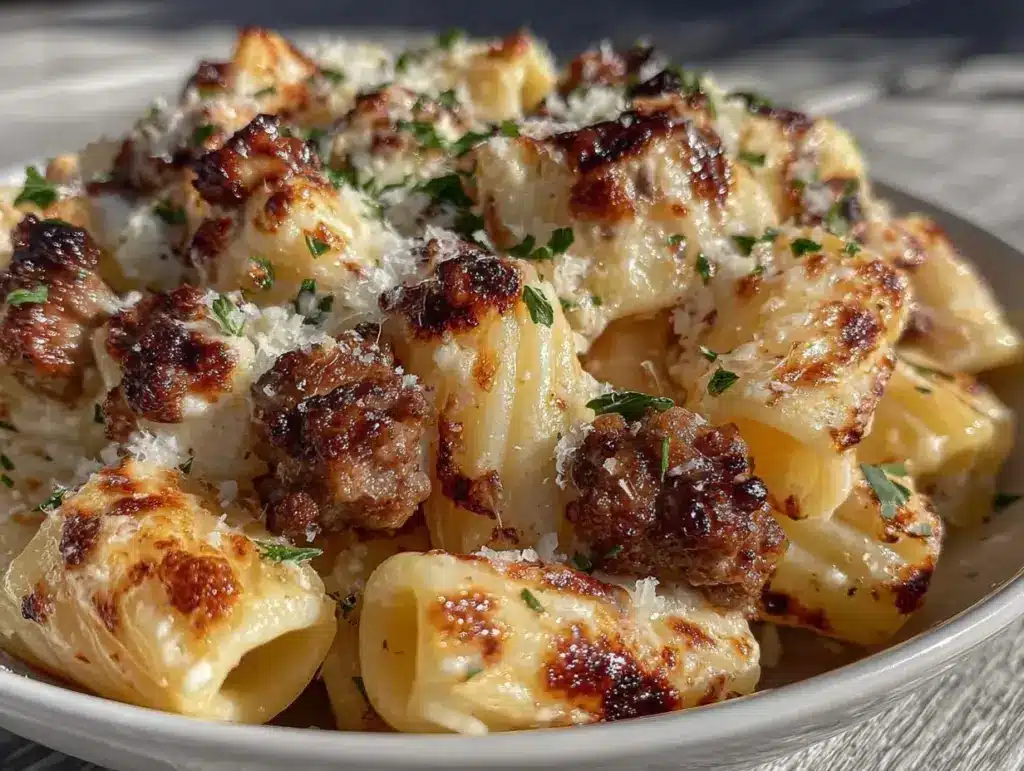 creamy sausage rigatoni - featured image