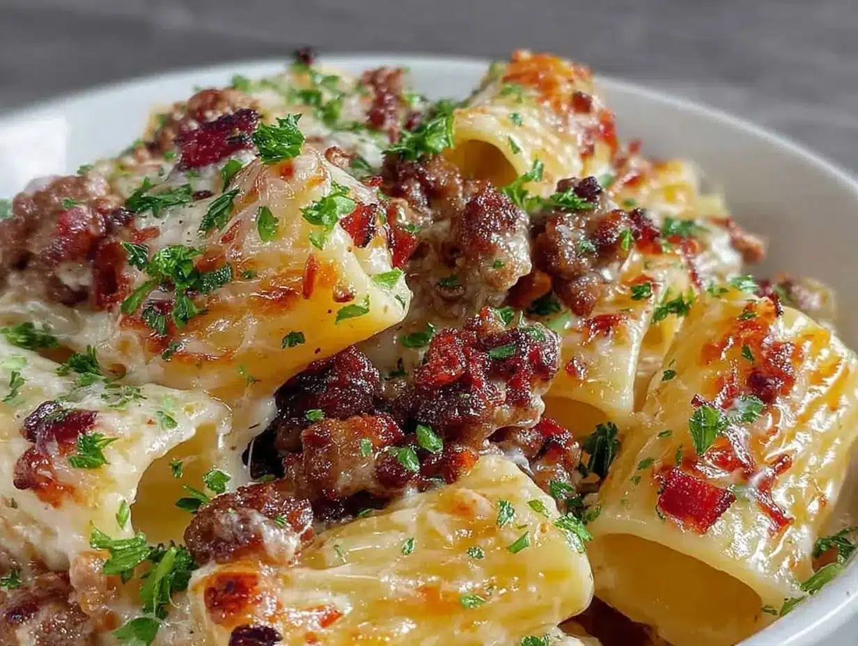 creamy sausage rigatoni preparation steps
