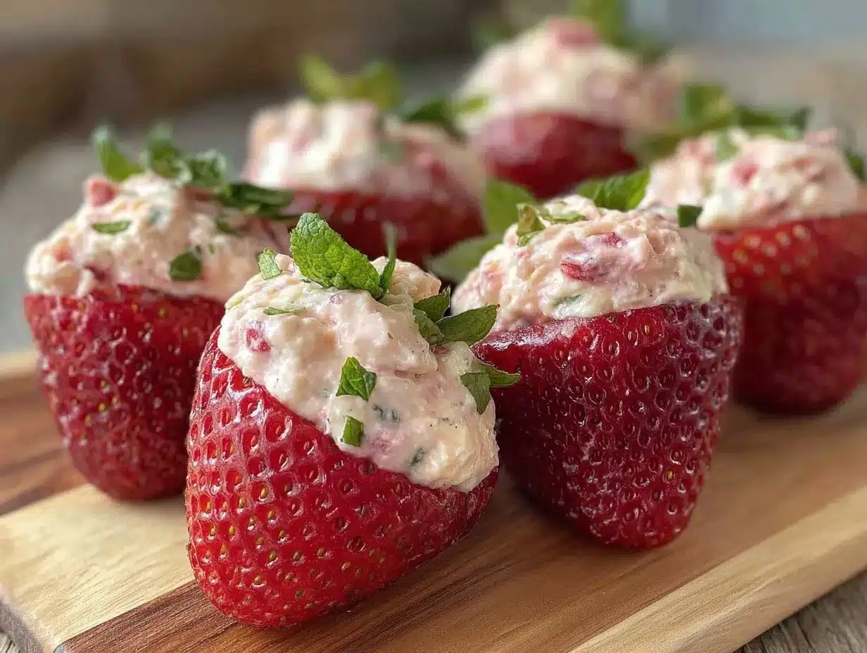 creamy strawberry cheesecake stuffed strawberries preparation steps