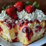 creamy strawberry custard cake - featured image