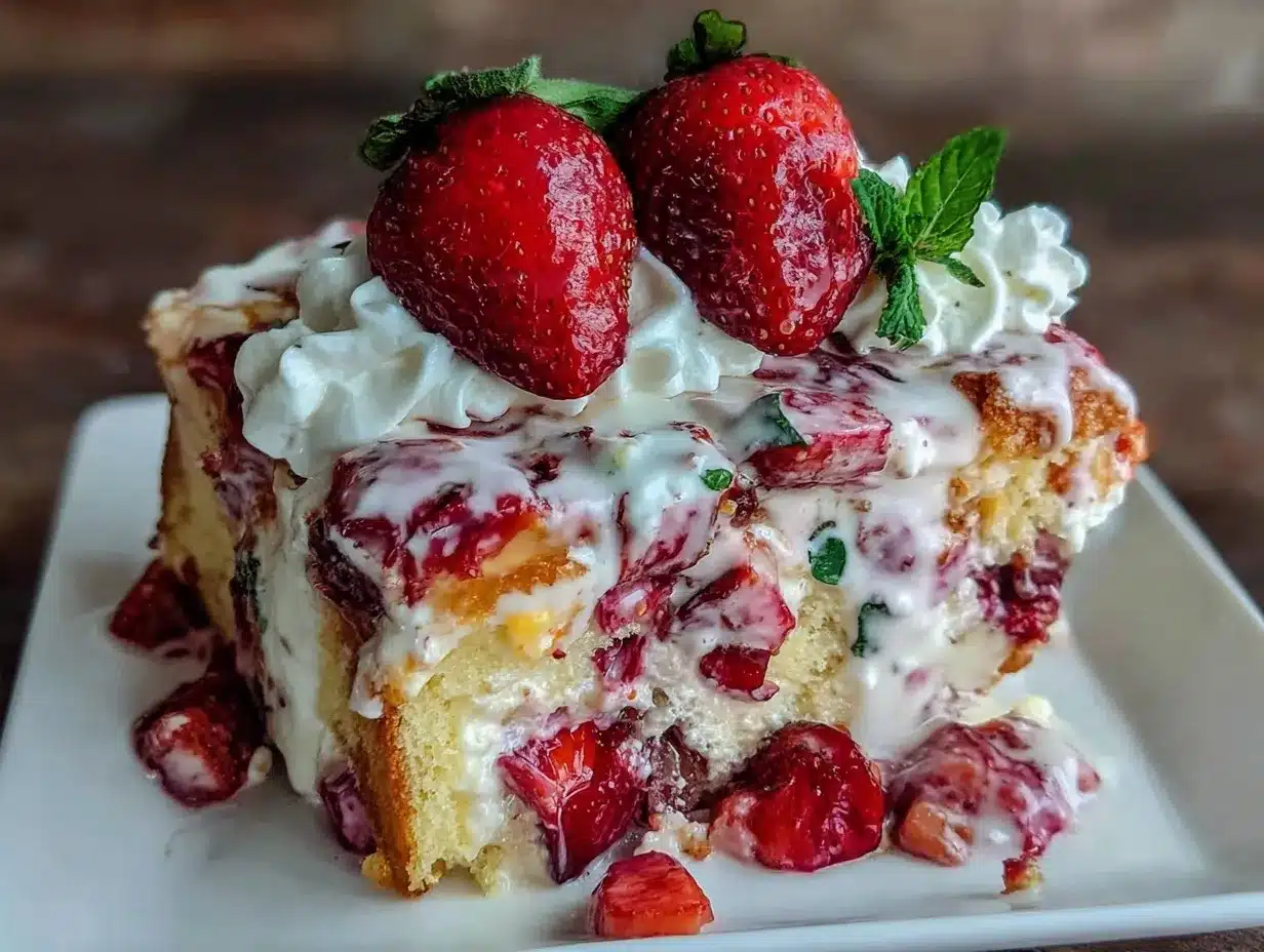 creamy strawberry custard cake preparation steps
