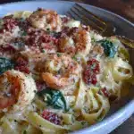 creamy tuscan garlic shrimp pasta - featured image