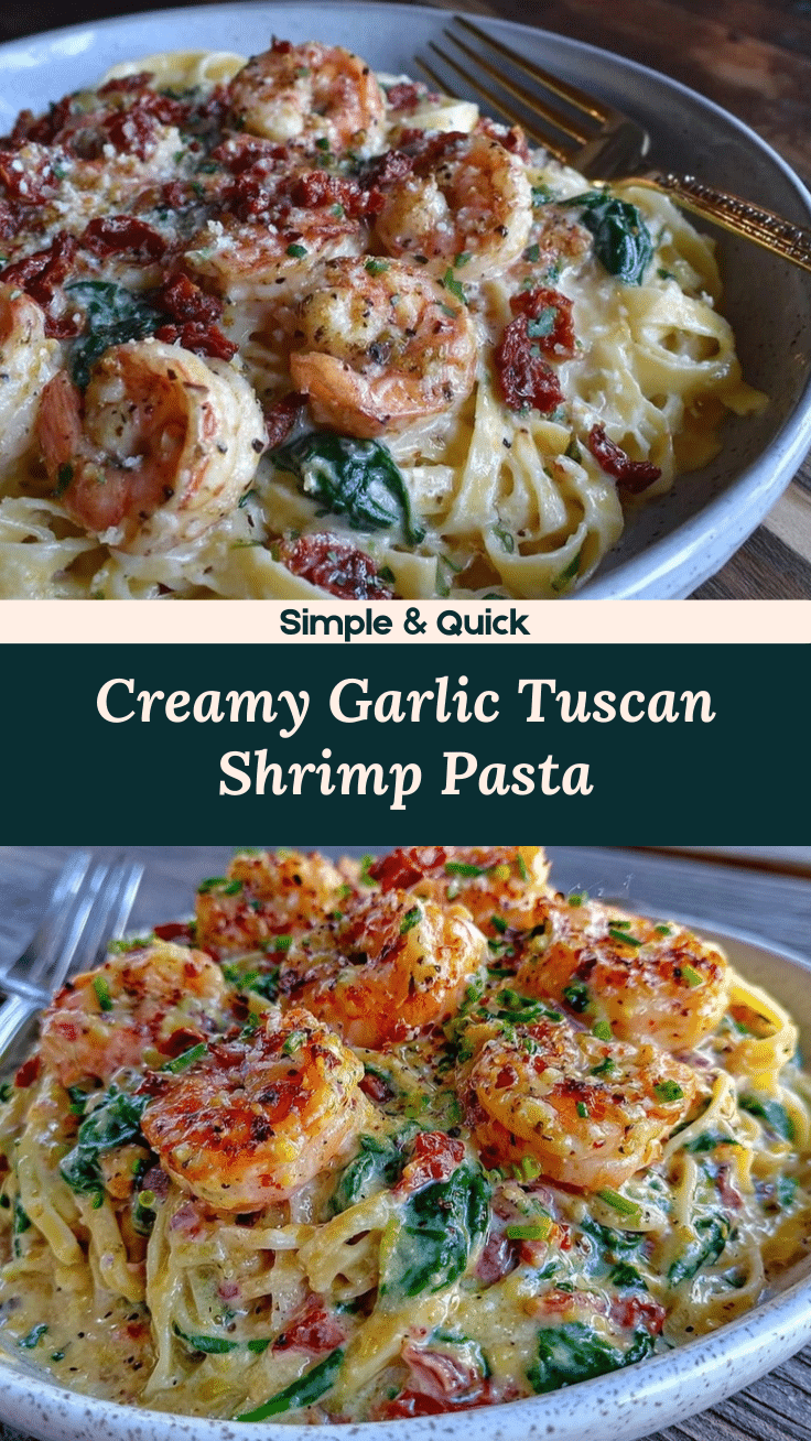 creamy tuscan garlic shrimp pasta recipe