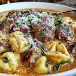 Creamy Tuscan Sausage and Tomato Pasta Soup - featured image